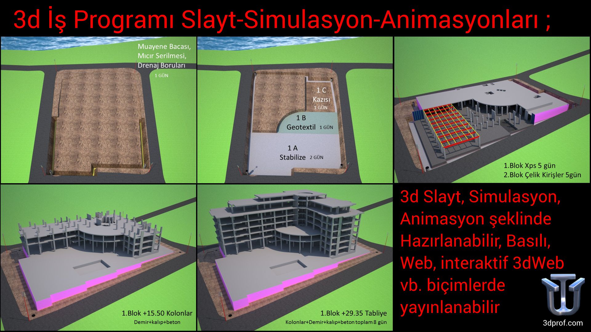 3d İş Programı Slayt-Simulasyon-Animasyonları ; 3d Slayt, Simulasyon, Animasyon şeklinde Hazırlanabilir, Basılı, Web, interaktif 3dWeb vb. biçimlerde yayınlanabilir